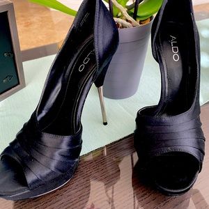 Sexy Black Satin Platform